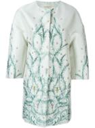 Giambattista Valli Floral Jacquard Coat, Women's, Size: 42, Green, Polyester/polyamide/silk