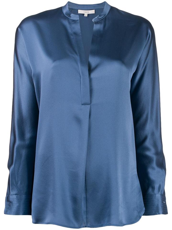 Vince V-neck Silk Blouse - Blue