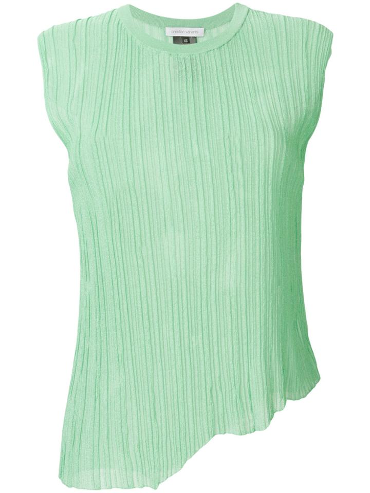 Christian Wijnants Kaiso Asymmetric Knitted Semi-sheer Top - Green