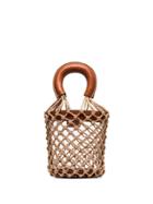 Staud Brown Moreau Leather Trim Netted Pvc Bucket Bag