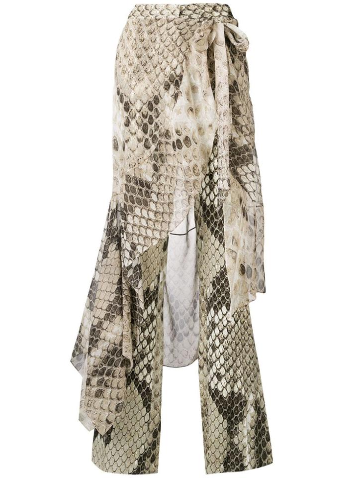 Roberto Cavalli Flared Snakeskin Trousers - Neutrals
