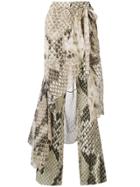 Roberto Cavalli Flared Snakeskin Trousers - Neutrals