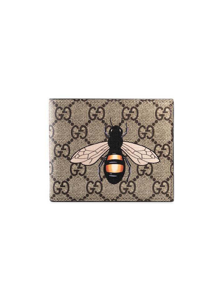 Gucci Bee Print Gg Supreme Wallet - Nude & Neutrals