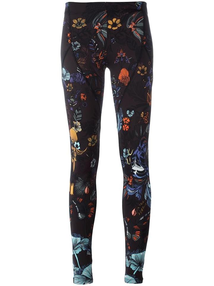 Fendi Floral Print Leggings, Women's, Size: 40, Black, Polyamide/spandex/elastane