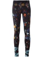 Fendi Floral Print Leggings, Women's, Size: 40, Black, Polyamide/spandex/elastane