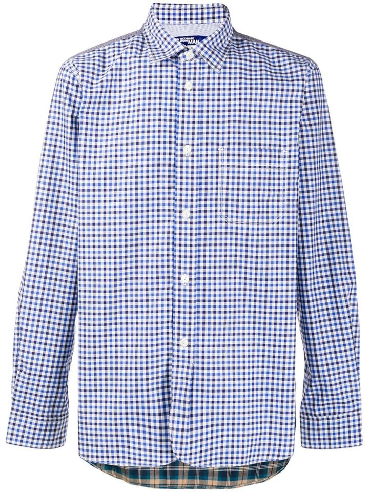 Junya Watanabe Man Contrast Check-print Shirt - Blue