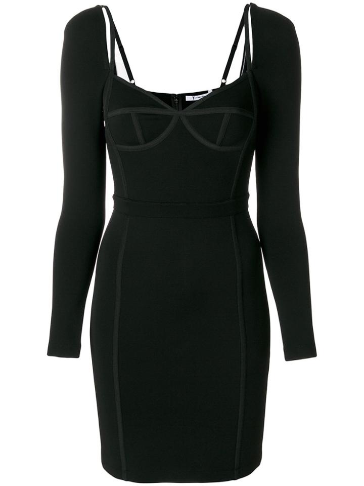T By Alexander Wang Sweetheart Neck Bodycon Dress - Black