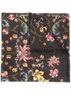 Roberto Cavalli - Floral Print Scarf - Women - Silk/polyester/cashmere/polyimide - One Size, Black, Silk/polyester/cashmere/polyimide