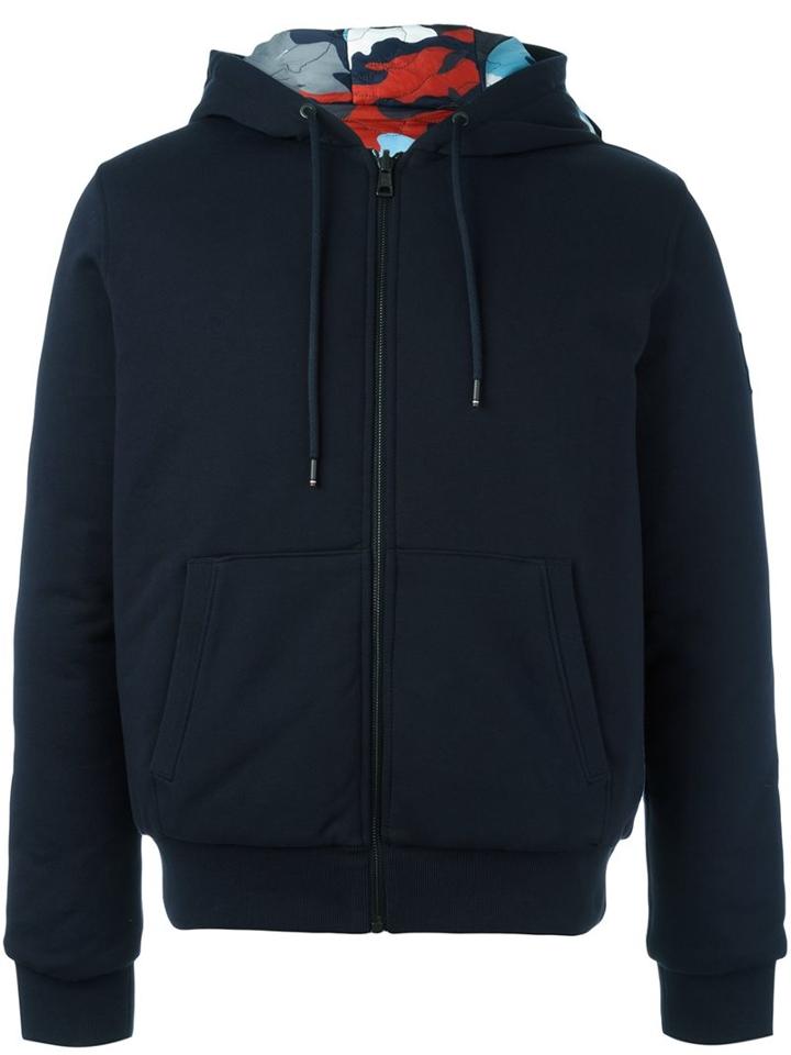 Moncler Gamme Bleu Front Pocket Hooded Jacket, Men's, Size: Medium, Blue, Cotton/polyamide/feather Down