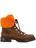 Ermanno Scervino Orange Rabbit Fur Trim Boots - Brown