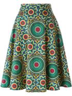 Ultràchic Printed Full Midi Skirt, Women's, Size: 40, Green, Cotton/spandex/elastane