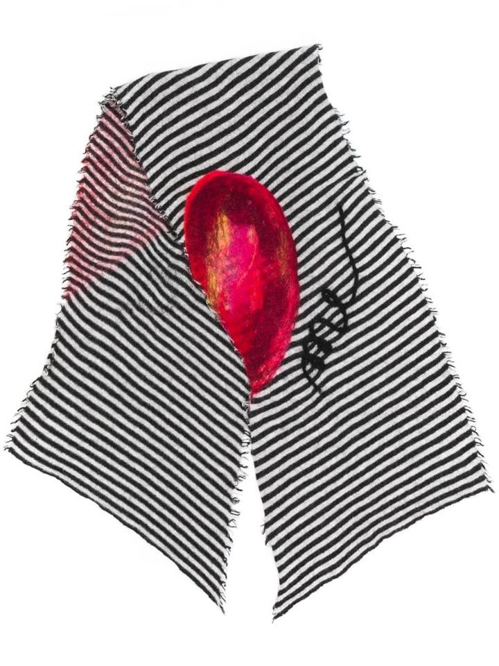 Faliero Sarti Striped Heart Scarf - Black