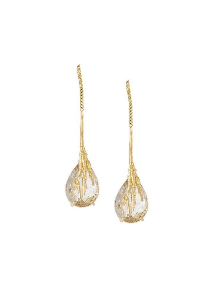 Wouters & Hendrix Gold 'crow's Claw' Rutilated Quartz Earrings, Women's, Metallic