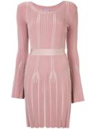Hervé Léger Ribbed Fitted Jumper Dress - Pink