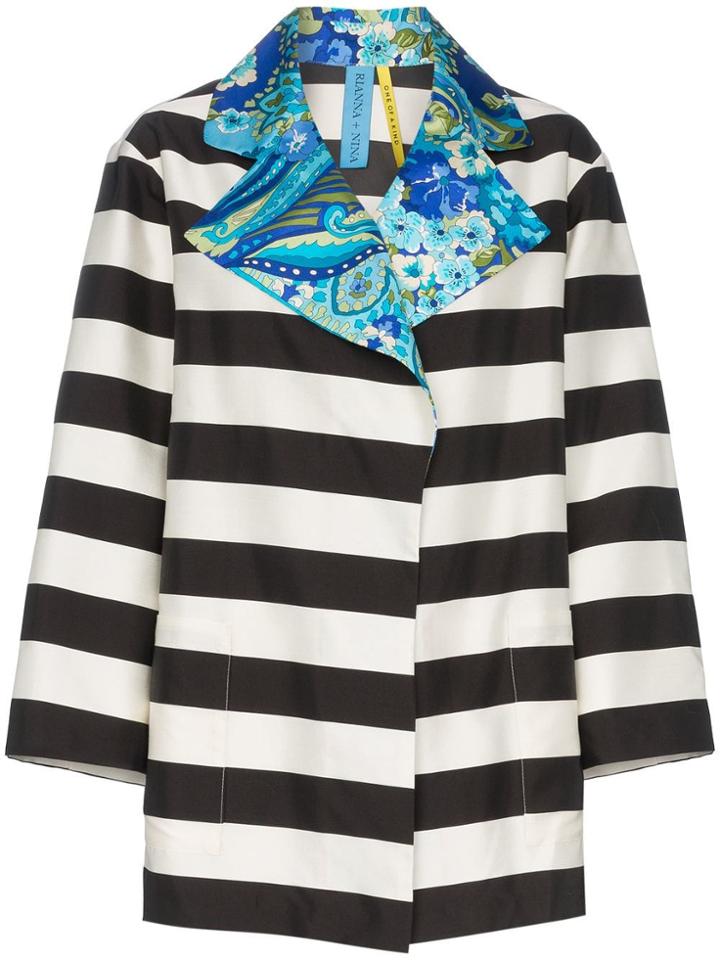 Rianna + Nina Multi-print Collared Silk Jacket - Black