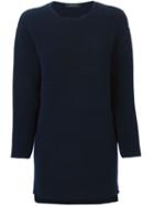 Cédric Charlier Ribbed Panel Sweater, Women's, Size: 40, Blue, Cashmere/wool
