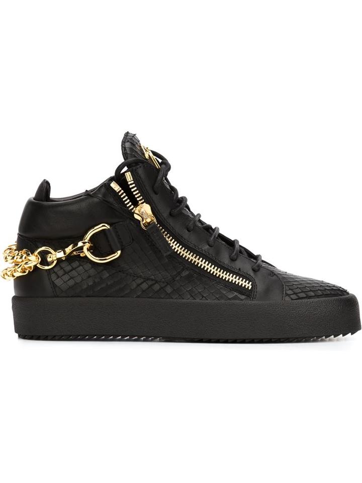 Giuseppe Zanotti Design Dominik Hi-top Sneakers, Men's, Size: 40, Black, Metal Other/goat Skin