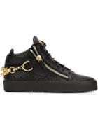 Giuseppe Zanotti Design Dominik Hi-top Sneakers, Men's, Size: 40, Black, Metal Other/goat Skin