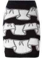 Boutique Moschino Striped Mini Skirt, Women's, Size: 42, Black, Virgin Wool