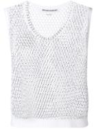 Ermanno Scervino Embellished Fishnet Top - White