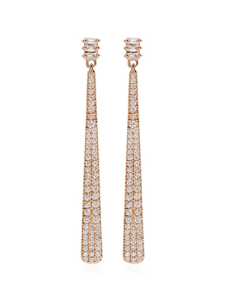 Dana Rebecca Designs 14kt Rose Gold And Pearl Ivy Diamond Bar Earrings
