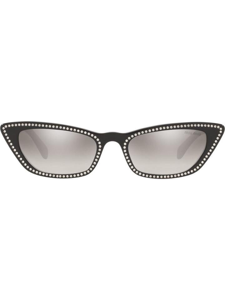 Miu Miu Eyewear Crystal Cat Eye Sunglasses - Black
