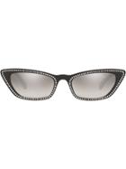Miu Miu Eyewear Crystal Cat Eye Sunglasses - Black