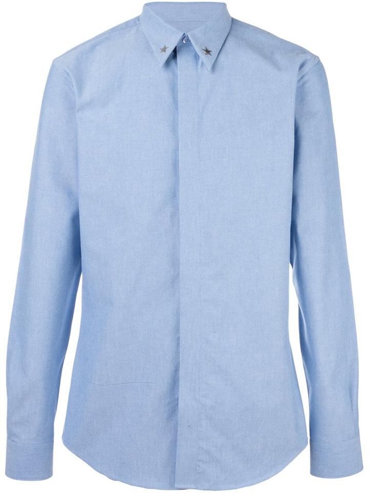 Givenchy Star Stud Collar Shirt, Men's, Size: 42, Blue, Cotton/brass
