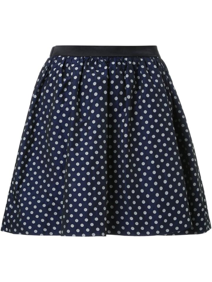 Guild Prime Polka Dot Pleated A-line Short Skirt - Blue