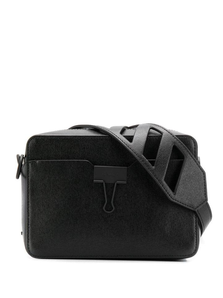Off-white Binder Clip Saffiano Camera Bag - Black