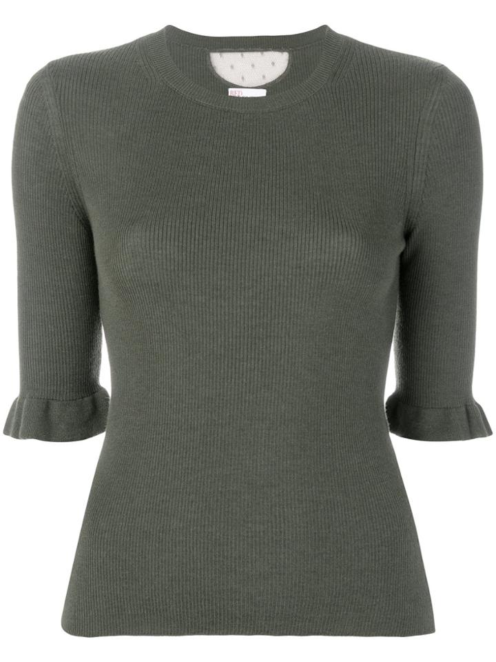Red Valentino Tulle Insert Ribbed Jumper - Green