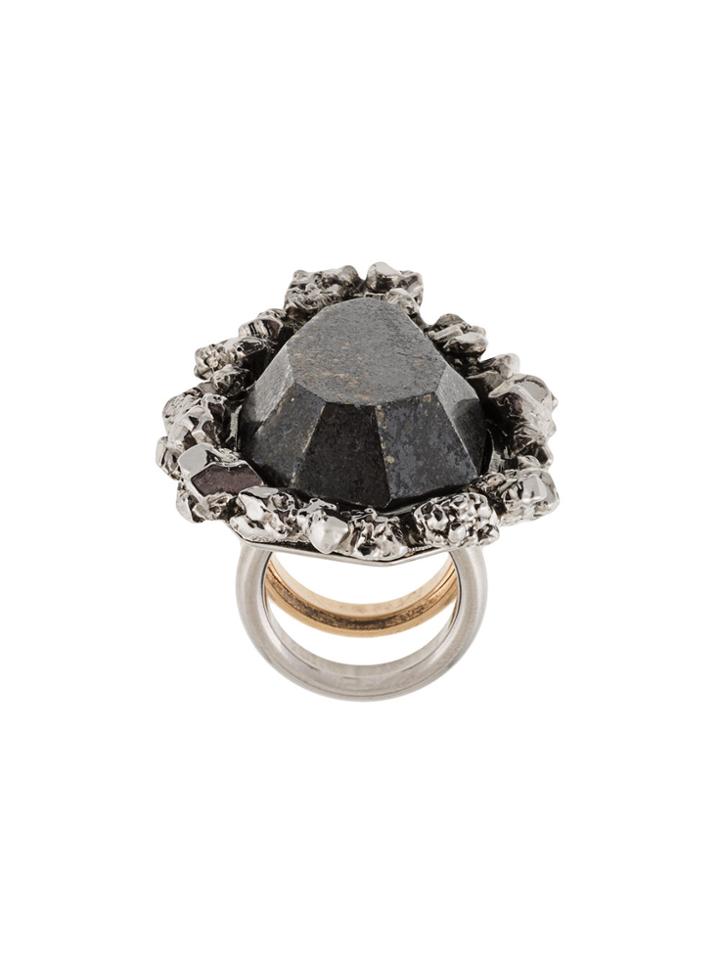 Alexander Mcqueen Oversized Stone Ring - Grey