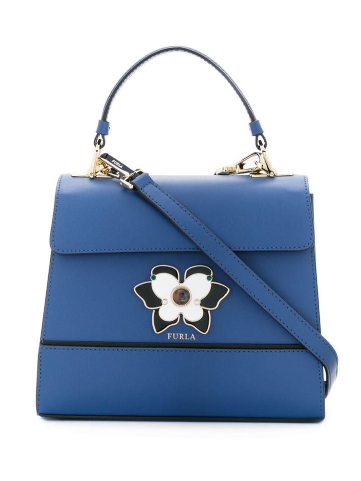 Furla Enamelled Plaque Tote - Blue