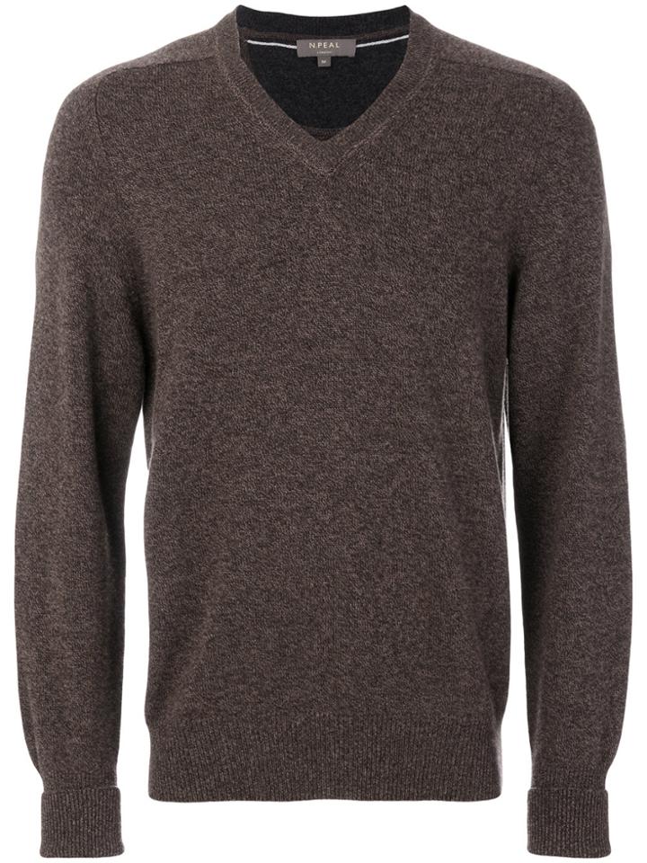 N.peal The Mayfair V-neck Jumper - Brown