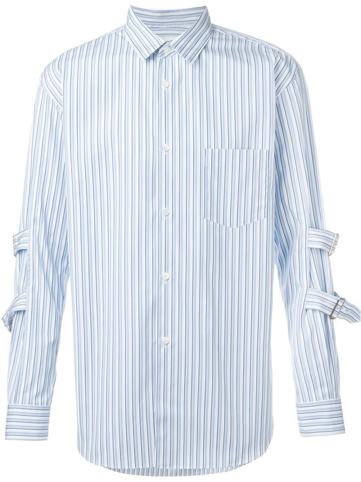 Comme Des Garçons Shirt Buckled Arms Straps Striped Shirt