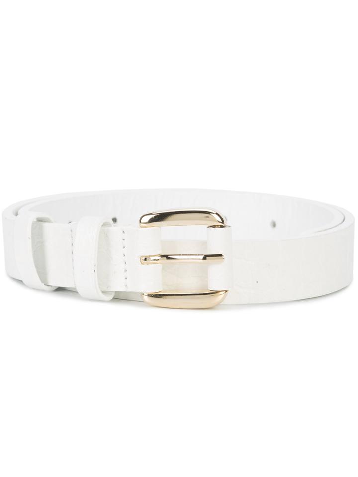 Oscar De La Renta Square Buckle Belt - White