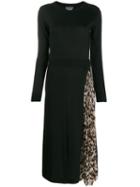 Boutique Moschino Leopard Printed Detailed Sweater Dress - Black
