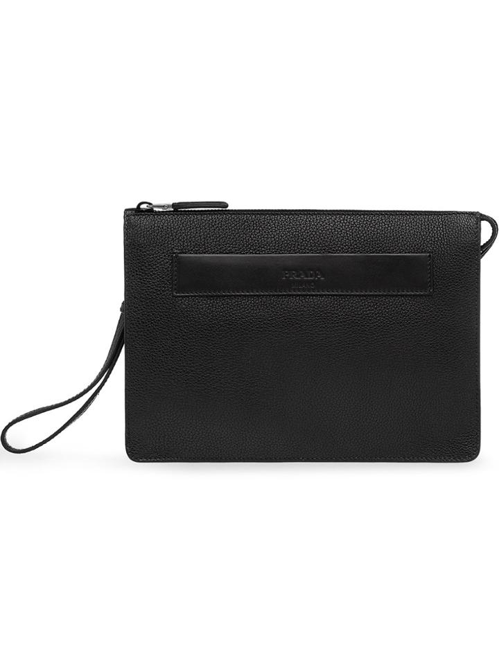 Prada Grained Clutch Bag - Black