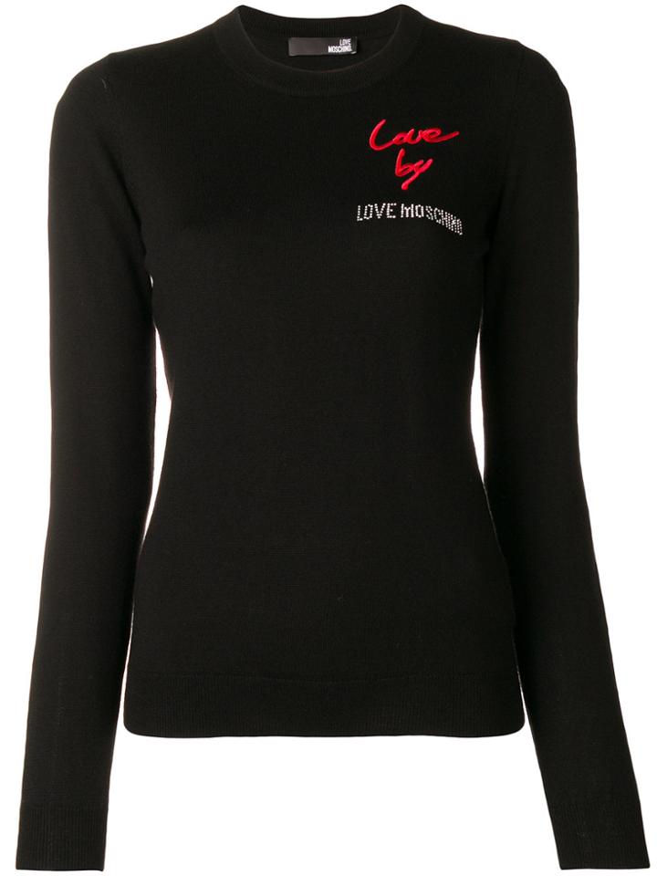 Love Moschino Logo Patch Fitted Sweater - Black
