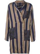 Uma Wang Striped Double Breasted Coat