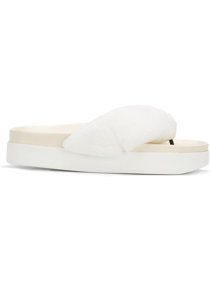 Natasha Zinko Fuzzy Flip Flops - White