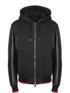 Burberry Lambskin-sleeve Neoprene Hooded Jacket - Black