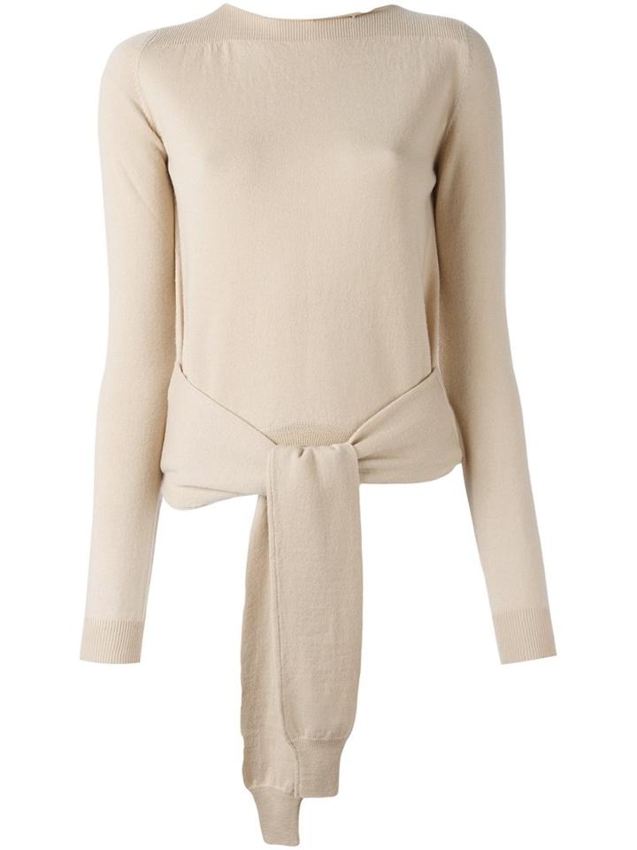 Mm6 Maison Margiela Front Knot Jumper, Women's, Size: Xs, Nude/neutrals, Wool