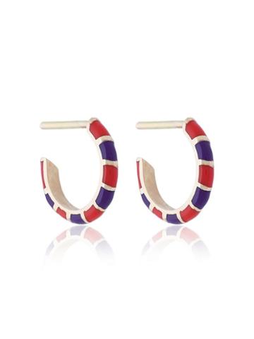 Alice Cicolini 14k Striped Hoop Earrings - Multicolour