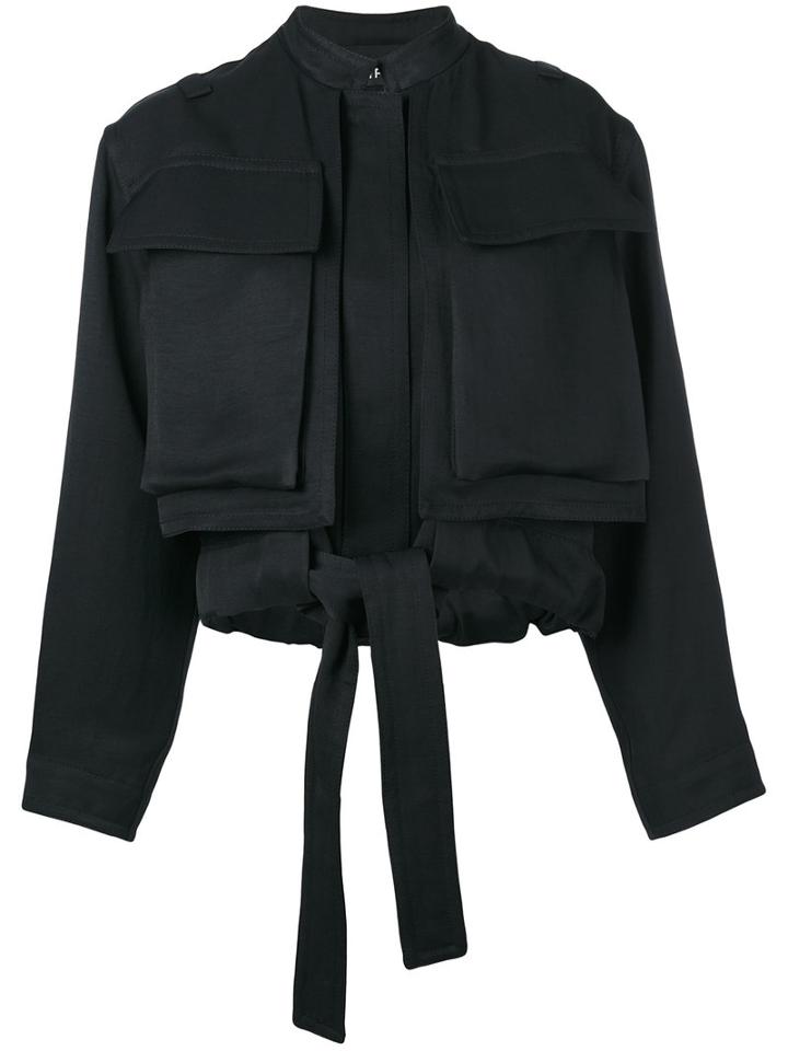 Tom Ford Cropped Pocketed Jacket, Women's, Size: 36, Black, Silk/linen/flax/acetate