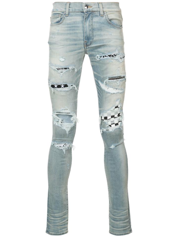 Amiri Art Patch Skinny Jeans - Blue
