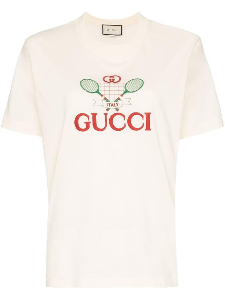 Gucci Embroidered Tennis Logo T-shirt - White