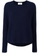 Allude Round Neck Ribbed Pullover, Women's, Size: Medium, Blue, Cashmere/virgin Wool