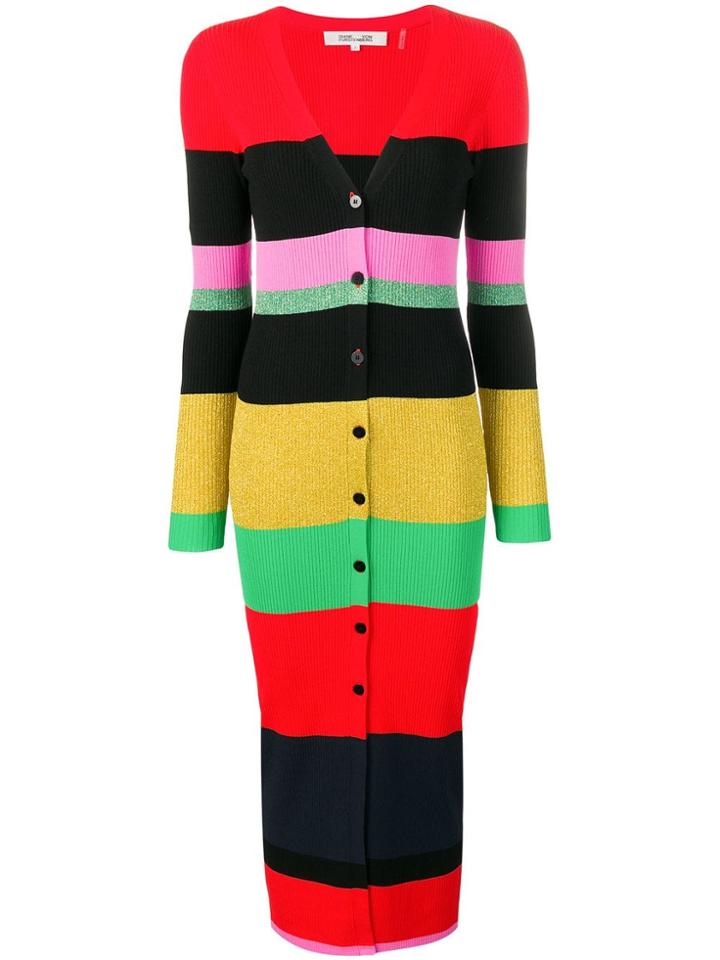 Diane Von Furstenberg Striped Knit Dress - Black