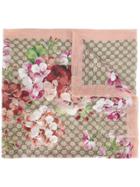 Gucci Interlocking Gg Floral Scarf - Pink & Purple